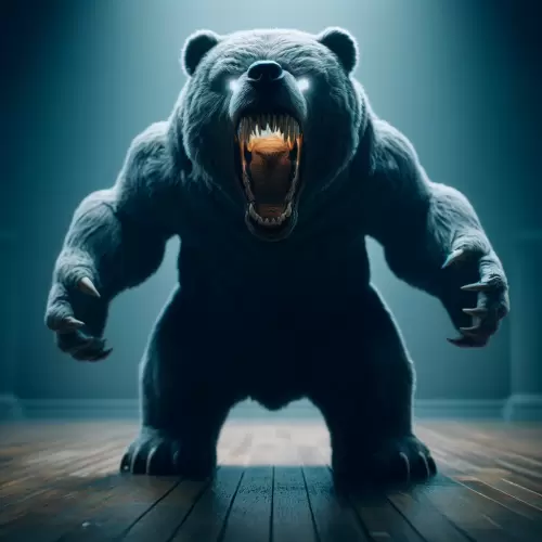 DALL·E - Visualize a hyper-realistic toy bear, designed with an extraordinary level of detail that brings it to life, standing on its hind legs with an aggressive stance